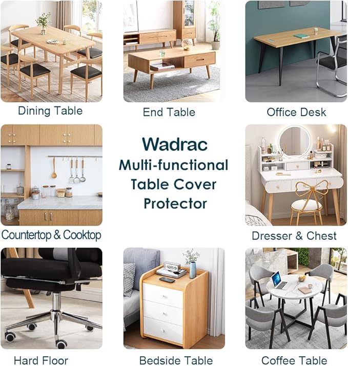 Wadrac Custom 18x32 Inch Frosted Desk Cover Protector, 1.5mm Thick Plastic Desk Pad Desk Topper Desk Mats on top of Desks Table Runner Leaf Cover Protector for Computer Writing Desk Side Tabletop