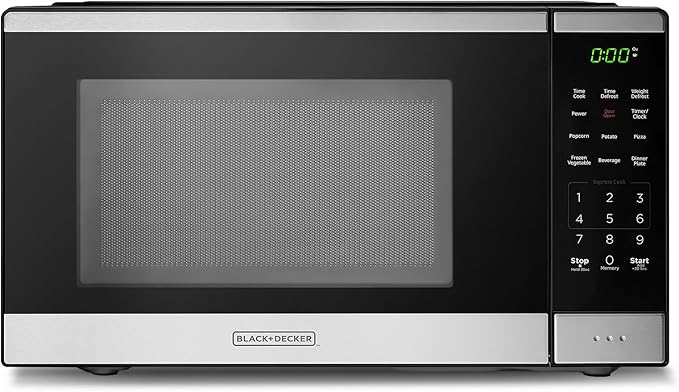 BLACK+DECKER Countertop Microwave Oven 0.9 Cu Ft, 6 Auto Menus, Child Lock, Memory Function, 10 Power Levels, Easy One-Touch Start, Digital Panel, 900W