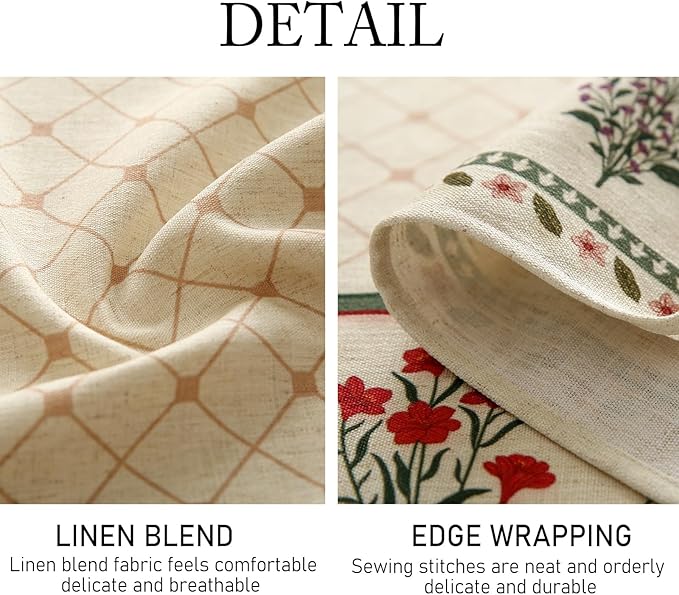 ISAENNE Designer Vintage Linen Floral Long Tablecloth Rectangle,Fall Colorful Modern Table Cloth,Anti-Wrinkle Decor Tablecloths for Dining Thanksgiving Kitchen Christmas,63"*102"-Bertina E