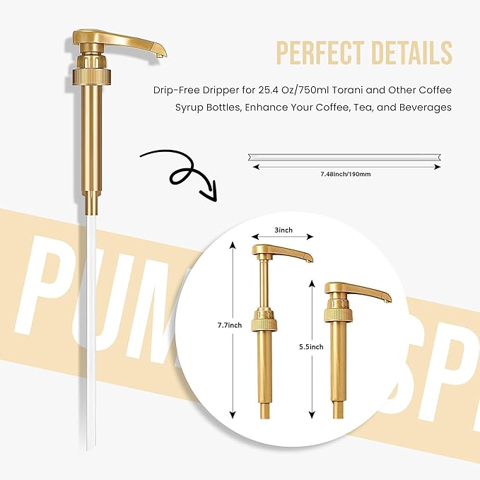 Jimoco® Syrup Pump Dispenser + Torani® Vanilla Syrup, 25.4 oz - Coffee Syrup Pump & Flavoring Bundle