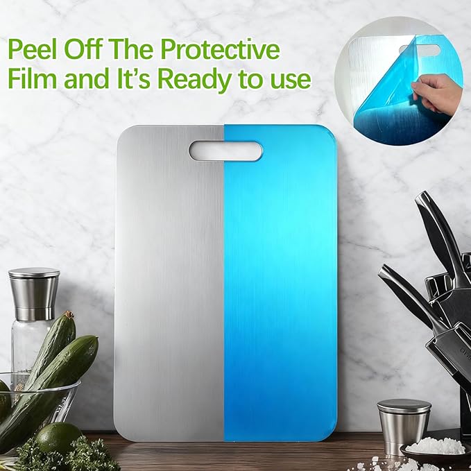 Tavano Titanium Cutting Board,100% Pure Titanium Cutting Boards for Kitchen,2026 New Non Toxic,Double-Sided Food Grade Chopping Board for Meat,Vegetable,Fruit,Outdoor Camping(L-1PC:15.35 * 11.02'')