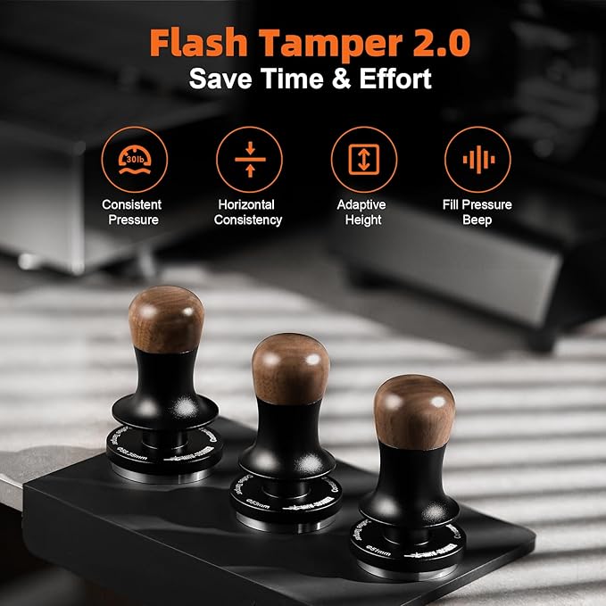 MHW-3BOMBER 58mm Espresso Tamper - 3 Spring Loaded Coffee Tamper with Sound Feedback - Barista Tamper Tool Espresso with 15lb / 30lbs Replacement Springs - Fits 58mm Standard Baskets T7068F-OS