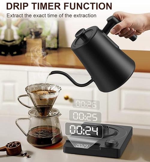 1.0L Electric Gooseneck Kettle, ±1℉ Temperature Control & Keep warm, for Pour Over Coffee and Tea, 304 Stainless Steel Inner and lid, Quick Heating Electric Kettles for Boiling Water