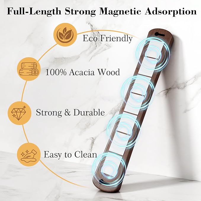 Magnetic Knife Holder for Wall, 10 Inch Wood Strong Magnetic Knife Strip, Small Kitchen Storage Space Savers, Rv Apartment Farmhouse Accessories Organizer, Housewarming Gifts for New Home