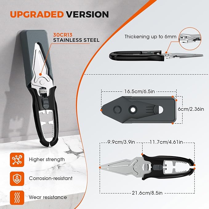 Multifunctional Kitchen Scissors - Kitchen Shears with Magnetic Holder & Safety Lock, Heavy Duty Poultry Shears, Stainless Steel for Chicken Meat Cutting Turkey, Vegetables