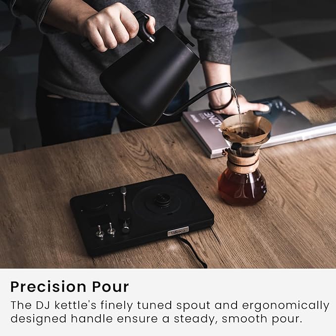 Lafeeca DJ Electric Gooseneck Kettle for Pour Over Coffee & Tea - Water Boiler - Turntable Design - Quick Heating & Temperature Control - Copper