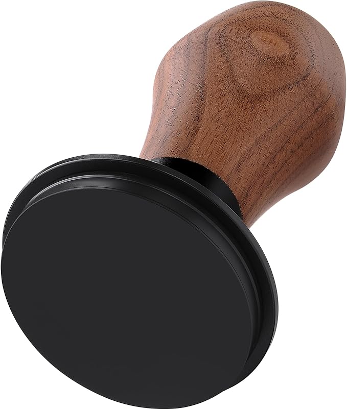 Normcore 58mm Spring Loaded Coffee Tamper V4.1 with Click Feedback, Titanium PVD Flat Base, Self-Leveling Espresso Tamper for 58mm Portafilters, Genuine American Walnut Handle