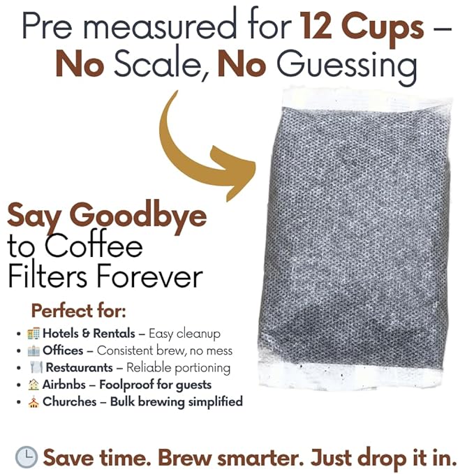 Ground Flavored Coffee In Filter Packs | Salted Caramel | Medium Roast Low Acid Mold Free Pouches | Bulk Packets Gourmet Bags for 10-12 Cup Drip Maker | Highest Rated Individual Premeasured Coffee