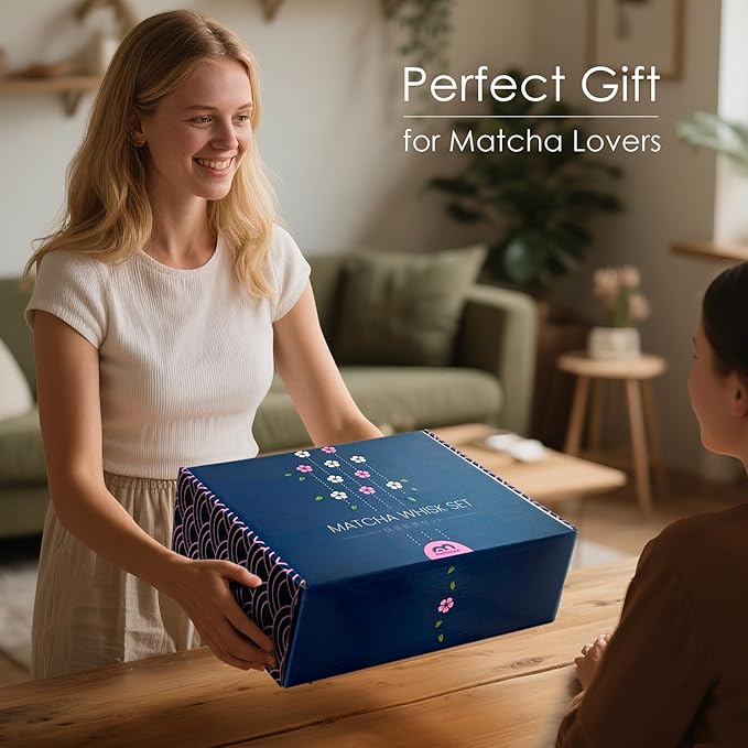 7Pcs Matcha Whisk Set, Ceramic Matcha Bowl with Spout, Bamboo Whisk and Holder, Bamboo Scoop, Scoop Rest, Sifter and Tea Towel, Matcha Kit with Cherry Blossom Carved Patterns for Matcha Lovers (Pink)