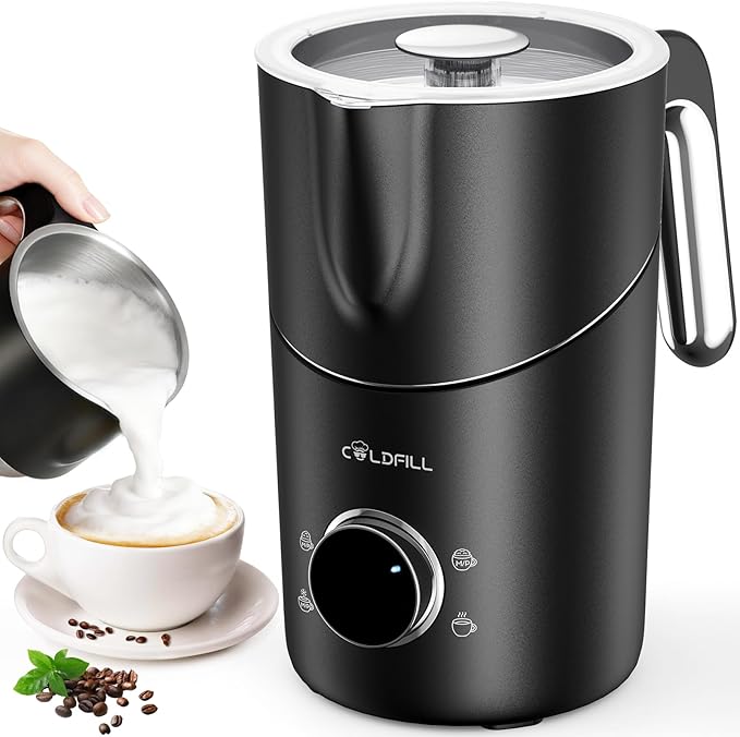 Milk Frother and Steamer, COLDFILL 8-in-1 Electric Frother for Coffee, 400ml Large Capacity Detachable Milk Steamer, Automatic Warm and Cold Foam Maker, Quiet, Dishwasher Safe, Easy to Clean
