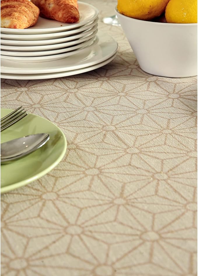 patdrea Designer Linen Light Brown Small Square Table Cloth,Vintage French Breathable Floral Tablecloth,Decor Table Cover for Kitchen Dining,Parties,Christmas,Thanksgiving,55"x55"-Cudillero