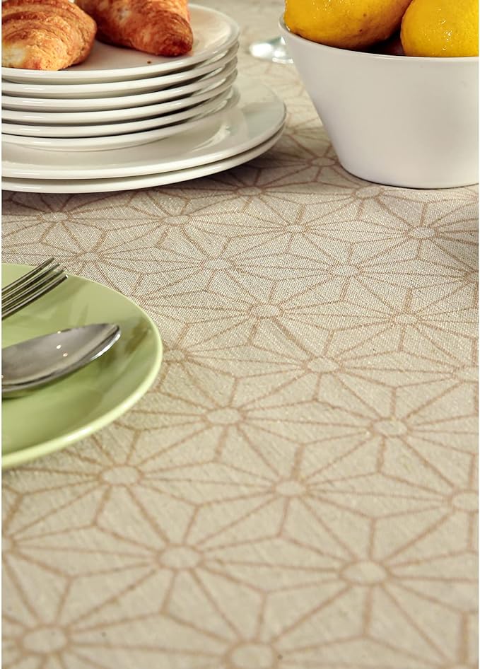 patdrea Designer French Light Brown Rectangle Table Cloth,Linen Floral Durable Breathable Tablecloth,Decorative for Kitchen Dining,Parties,Tea Party,Christmas,Thanksgiving63 x87-Cudillero