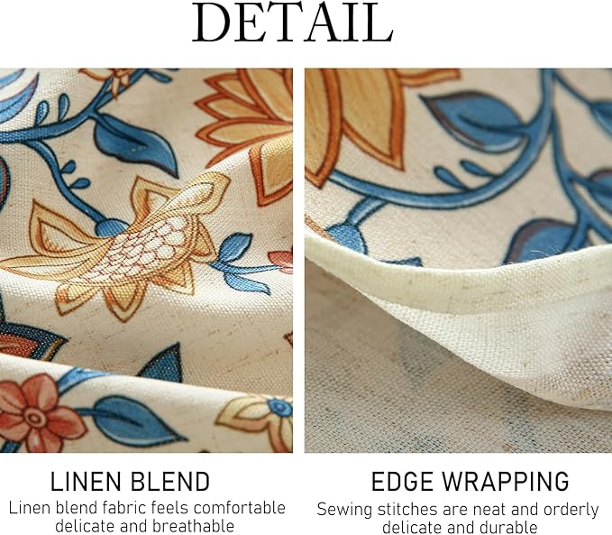 ISAENNE Designer Bohemian Floral Small Square Tablecloth,Linen Colorful Table Cloth,Wrinkle Resistant Decor Tablecloths for Dining Thanksgiving Kitchen Party Christmas,55"*55"-Estevan B