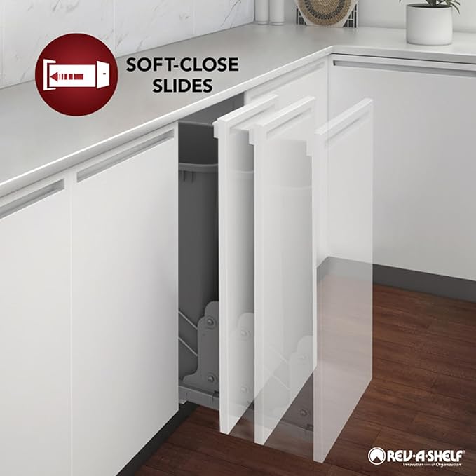 Rev-A-Shelf 11" Pull Out Storage Organizer for Base Kitchen/ Bathroom Cabinets w/ Soft-Close Full Extension Slides & Adjustable Shelves, 448-BCSC-11C