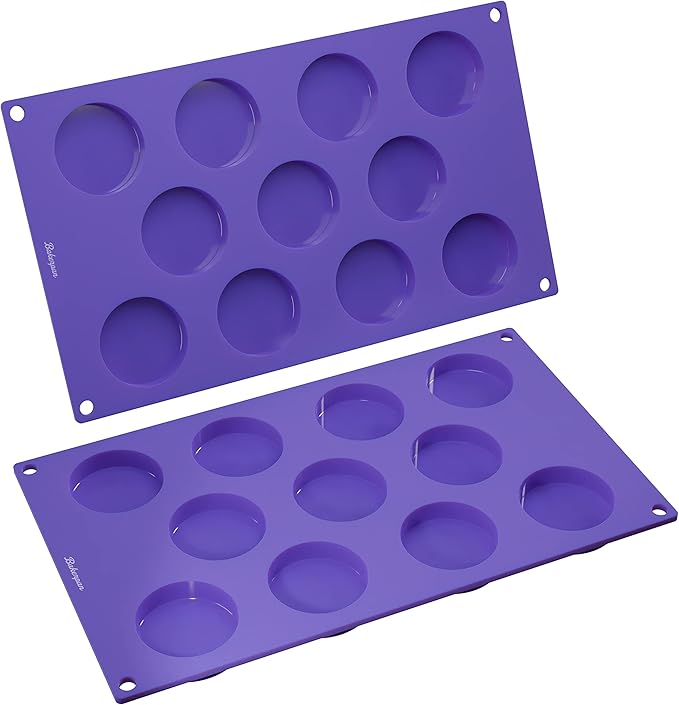 Bakerpan Silicone Mini Muffin Top Pans - Set of 2 - Small Round Molds for Tarts, Cookies, Candy, Chocolate (Pack of 2)