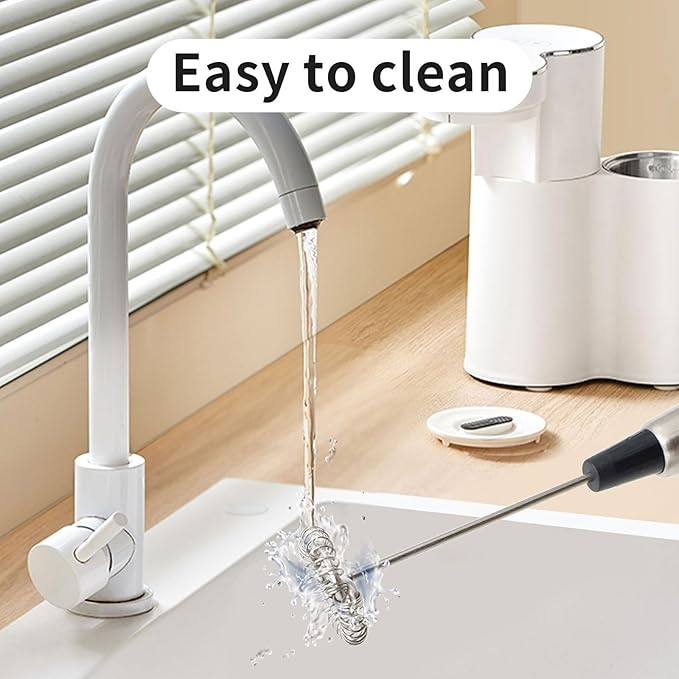 milk frother handheld Battery,Stainless steel housing frother for coffee，stirrers electric With bracket，frother for Matcha, Lattes, Cappuccino Black