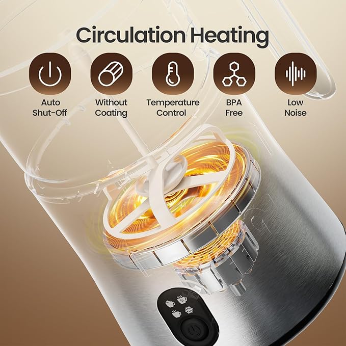 Electric Milk Frother and Steamer 4-in-1, 16.9oz/500ml Large Capacity, Frother for Coffee with Warm/Cold Foam, Warm Milk & Hot Chocolate for Latte, Cappuccino