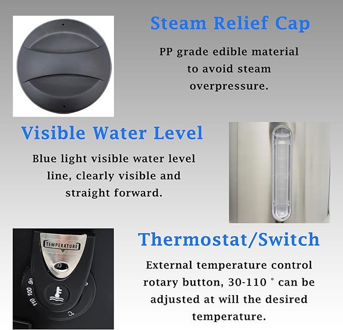 Commercial Electric Kettle Warmer Stainless Steel Hot Water Dispenser Hot Water Boiler And Warmer with Faucet Quick-Temp or Boil for Tea Coffee 1500W 23 Liter Capacity
