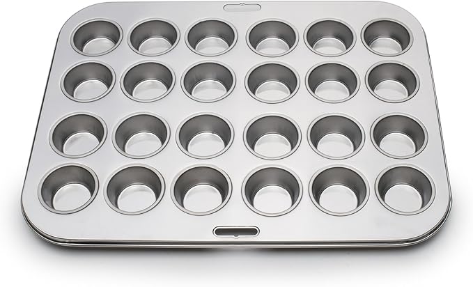 Fox Run Mini Muffin and Cupcake Pan, 24 Mini Cups, Stainless Steel Baking Pan, 10.5 x 13.75 x 1.5 inches,