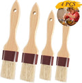 Pastry Brushes for Baking Basting Brush with Boar Bristles and Beech Hardwood Handles Culinary Oil Brush for Barbecue Butter Grill BBQ Sauce Baster Marinade Kitchen Food Cooking Brushes (1/1.5-4PCS)