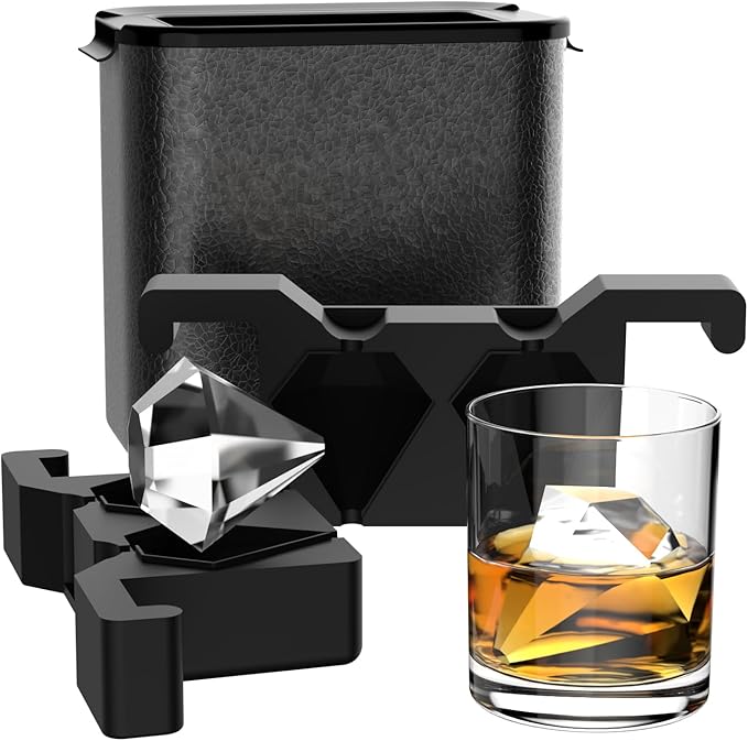 Clear Diamond Ice Cube Tray: Crystal Clear Ice Maker - Large Diamond Shape Ice Cube Maker for Whiskey Cocktails Bourbon