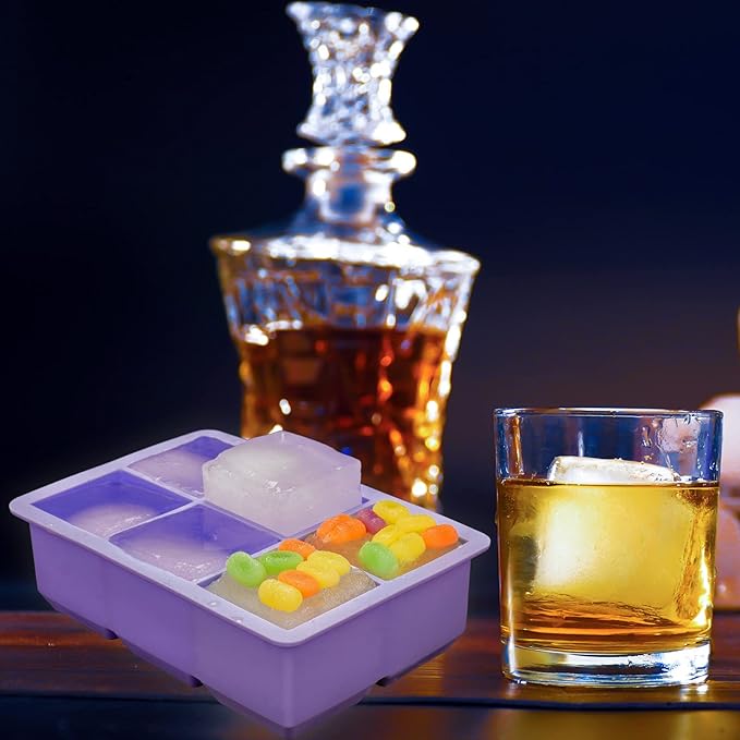 Silicone Ice Cube Trays 3 Pack - Large Size Silicone Ice Cube Molds with Leak Proof Removable Lid Square Ice Cube Tray And BPA Free for Cocktail,Whiskey, Stackable Flexible Ice