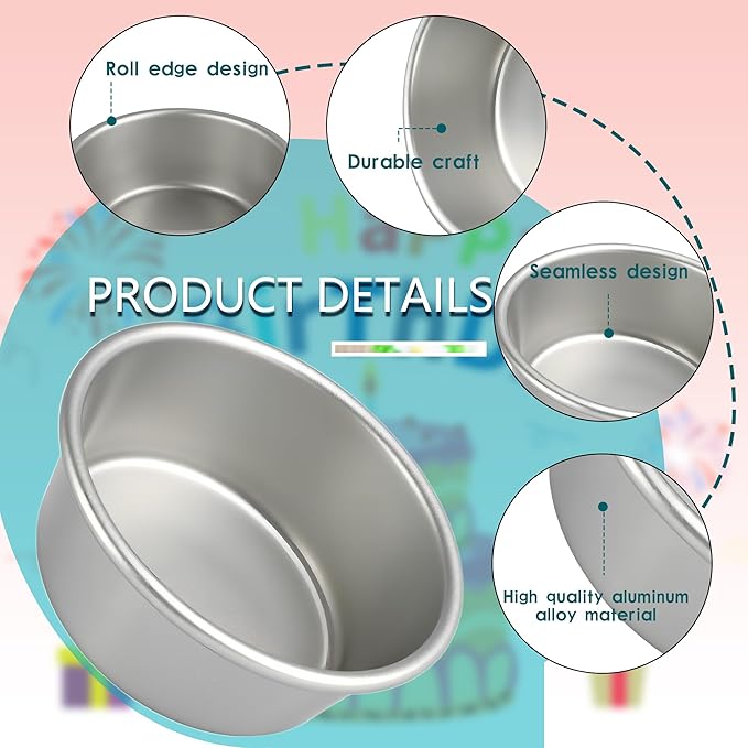 16 Pcs 4 Inch Round Cake Pans Nonstick Aluminum Round Cake Pan Mold Small Smash Cake Baking Pans for Home Baking Cheese Cake Pizza Quiche Leakproof and Easy Release