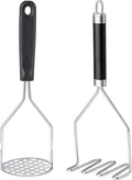 2PCS Potato Masher, OLULU Heavy Duty Stainless Steel Mashed Potatoes Masher, Masher Kitchen Tool for Avocado, Potatoes, Beans, Meat, Vegetables, 10.24inch, Dishwasher Safe