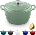 Signature Enameled Cast Iron Dutch Oven, Non-Stick Serving Pot with Tight Fitting Lid for Perfect Roasting, Baking, Sauteing, and Bread Making | 13.5Q (12.7L) - Sage