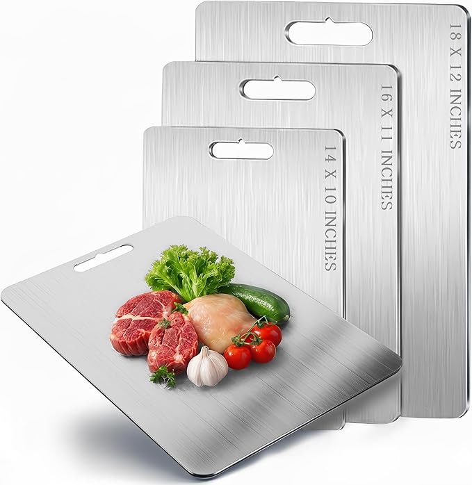 16x11 Titanium Cutting Board 2mm Thick. 100% Pure Titanium Cutting Boards For Kitchen, Stays Flat & Odor-resistant, Non-porous, Dishwasher-safe, Reversible - Multi-use: Pastry, Prep & Serve, Bbq.