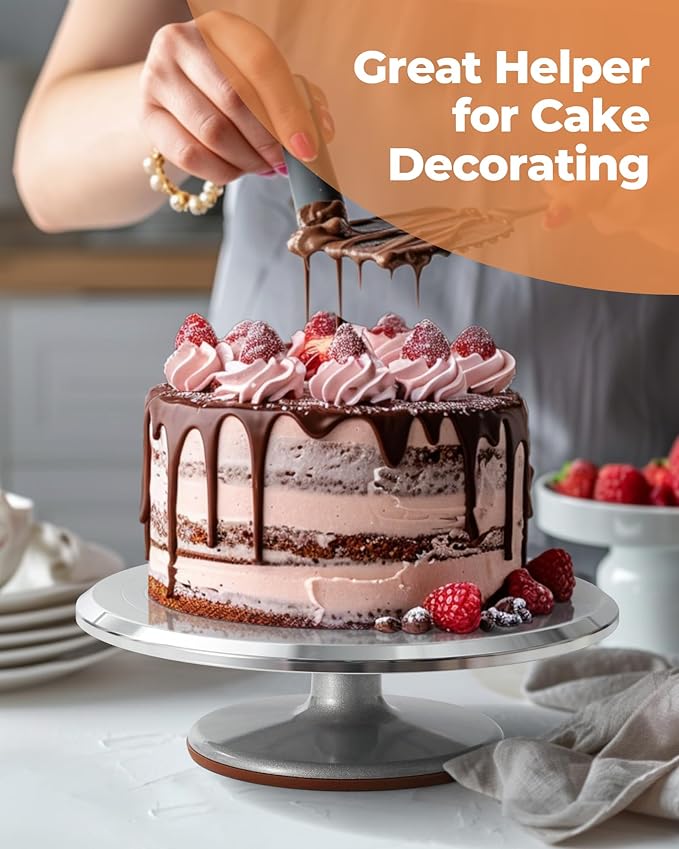 Kootek 51 Pcs Cake Decorating Kit, 12" Aluminum Alloy Cake Turntable, 10 Numbered Icing Tips, Offset and Straight Spatulas, Cake Leveler, Pastry Bags Baking Supplies