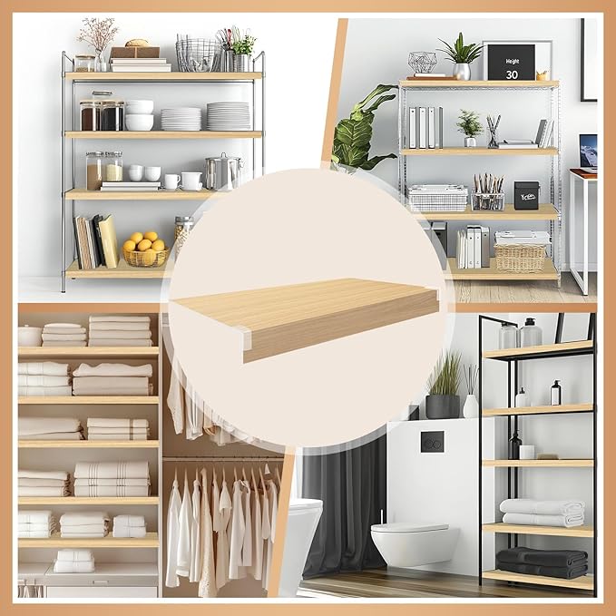 5 Pcs Wire Rack Covers 40x16x3 inch PVC Pantry Shelf Cover 0.31 inch Thick Removable Closet Wire Rack Shelf Covers,Decoration Kitchen Bathroom Office Shelving (Wood Color,40x16x3 inch)