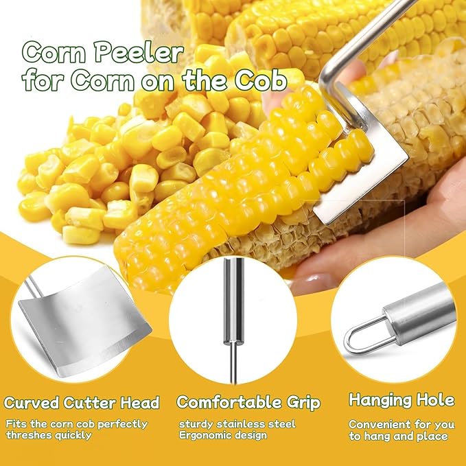 Corn Peeler for Corn on the Cob,Corn Peeler,Corn on The Cob Remover,Stainless Steel corn cob stripper,Quickly Shucking Corn Kernel Remover Tool,Suitable for kitchen and Picnic Enthusiasts (1)