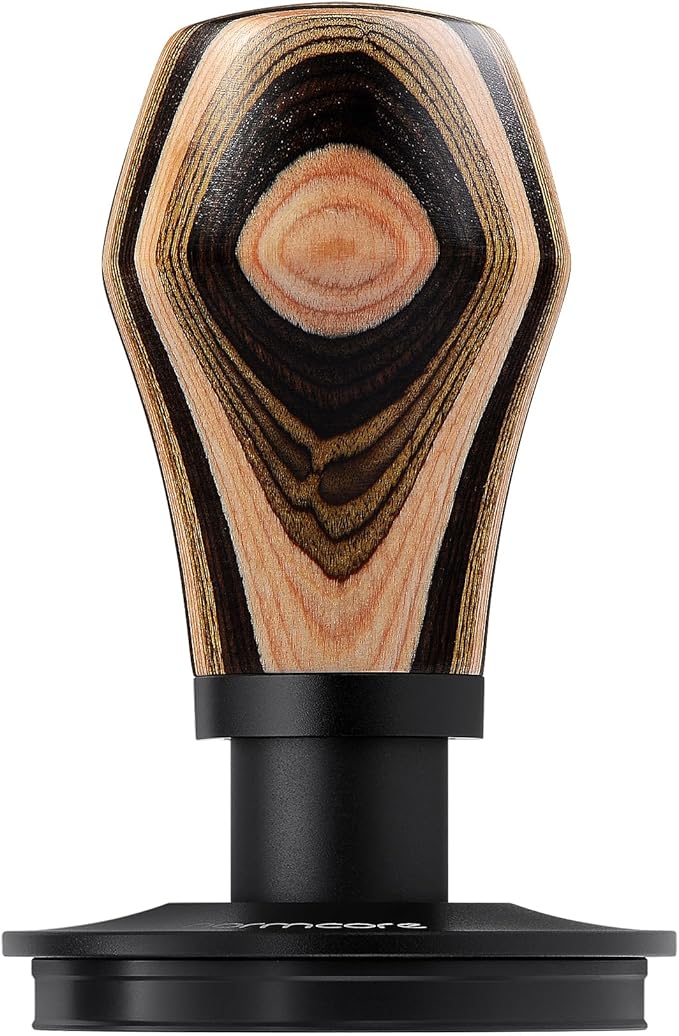 Normcore 58.5mm Coffee Tamper V4.1, Espresso Spring Loaded Tamper With Titanium PVD Coating Flat Base, 15lb / 25lb / 30lbs Replacement Springs, Colorful Wood Handle