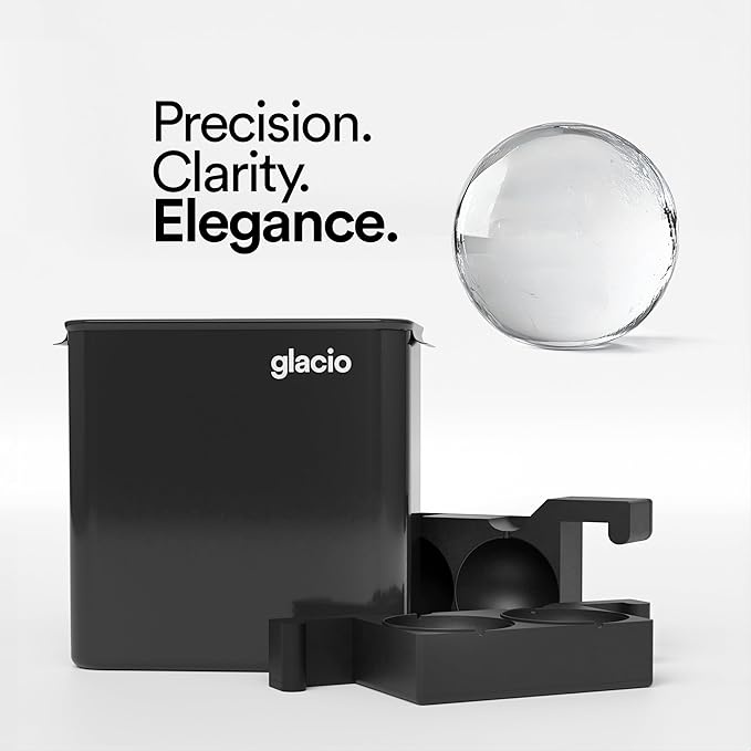 glacio Clear Ice Maker Set – Crystal Clear Ice Ball & Cube Molds for Whiskey and Cocktails | Dilution-Free Directional Freezing Design | Easy Removal