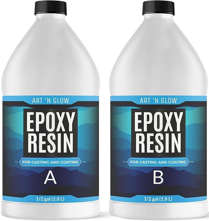 Epoxy Resin for Crystal Clear Casting & Coating – 1 Gallon Kit – UV Resistant, Non-Yellowing, Low Odor, Self-Leveling – for Art, Canvas, Tumblers, Jewelry, Molds, Wood, and Craft - USA Small Business