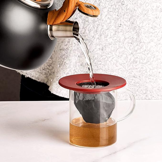 Primula Brew Buddy Portable Pour Over, Reusable Fine Mesh Filter, Dishwasher Safe, Single Serve Coffee or Tea at Any Strength, Ideal for Travel or Camping, Red (Pack of 12)