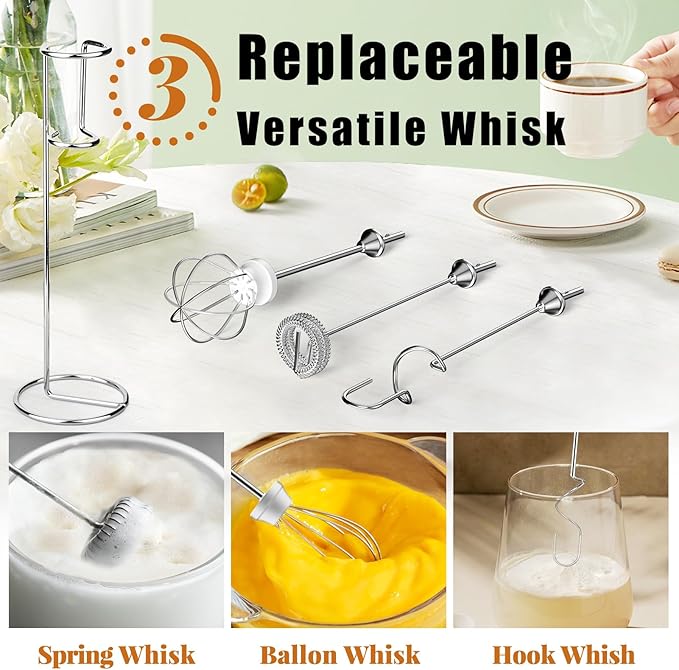 Nahida Rechargeable Milk Frother Wand for Coffee Include Stand - Granite