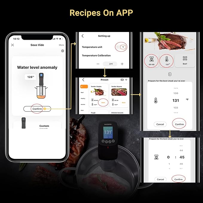 INKBIRD WIFI Sous Vide Cooker & 44PCS Vacuum Sealer Pump Sous Vide Starter Kits with 30PCS Sous Vide Bags, Recipes on APP,1000W Sous-Vide Machine for Steak