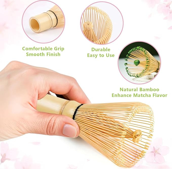 2-Pack Handcrafted Matcha Whisk, Bamboo Whisk for Matcha Tea, Natural Bamboo Chasen, 100-Prong Chasen, Macha Whisks Brush Match Accessories Wisk Mixer Whisker for Making Ceremonial Macha Tea