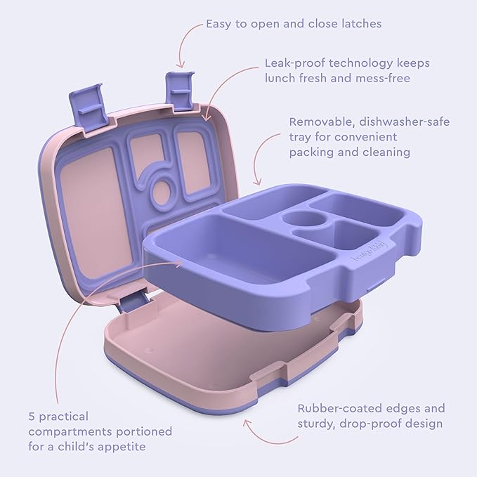 Bentgo Kids Prints Leak-Proof, 5-Compartment Bento-Style Kids Lunch Box - Ideal Portion Sizes for Ages 3-7, Durable, Drop-Proof, Dishwasher Safe, & PFAS & BPA-Free Materials (Carousel Unicorns)