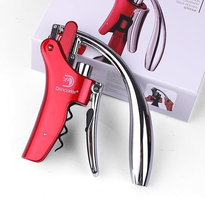 Vertical Lever Corkscrew with Non-Stick Worm, Compact Rabbit Wine Opener Wine Bottle Opener with built-in Foil Cutter