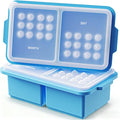 2 Cup Silicone Freezer Tray Ice Cubes with Lids and Date Mark for Storing Lasagna Leftovers Sauces Portioned Meals and More, Silicone Soup Freezer Molds for Meal Prepping 2 Pack Blue