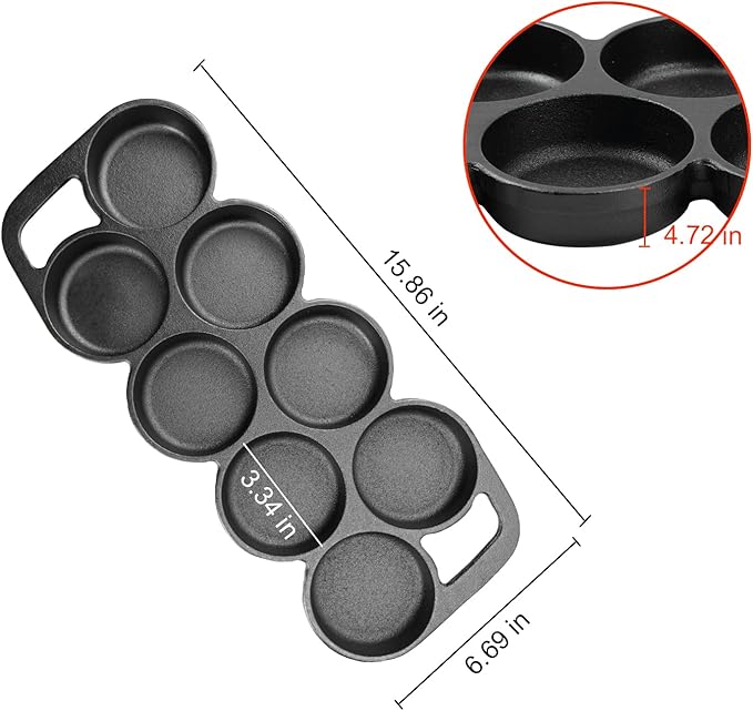 DVK Cast Iron Muffin Pan - Heavy Duty Cupcake Pan Muffin Tin, Non-Warping Even Heat Distribution for Perfect Cupcakes, Mini Cakes, Tarts, Quiches Ideal for Home Bakers Professional Chefs