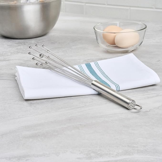 Restaurantware-German Standard 12.6 Inch Ball Whisks, 24 Dishwashable Kitchen Whisks - Ergonomic Handle, Durable, Stainless Steel Manual Egg Beater, Suitable For Whisking, Stirring, Mixing, Beating
