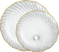 PLASTICPRO 60 Pack Plastic Plates Set of 30-10 inch Plates and 30-7 inch Plate, Elegant Clear Spiral and Gold Rim Disposable Fancy Premium Heavyweight