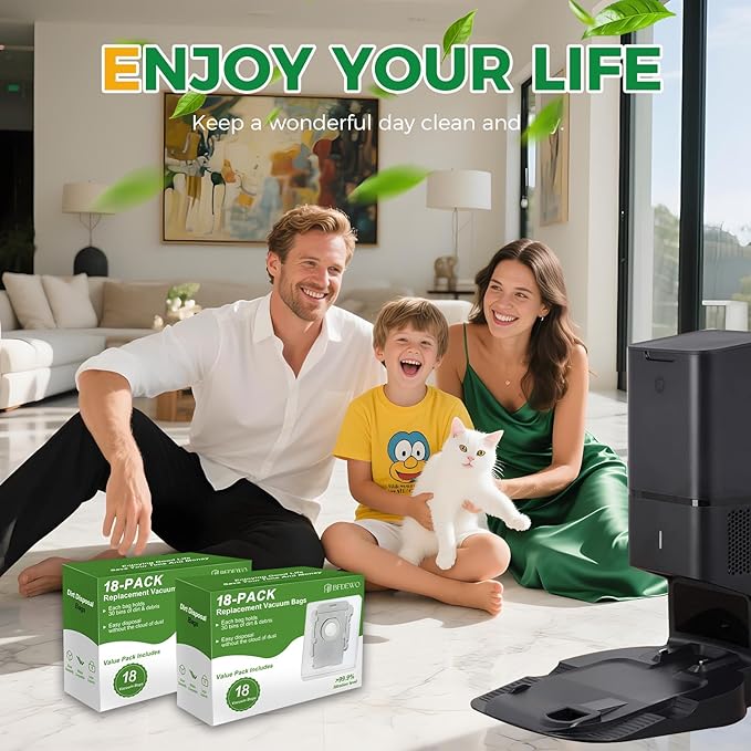 18 Pack Roomba Vacuum Bags for i7, i7+, i7Plus, i8, i8+, i3, i3+, i4, i4+, i6, i6+, s9, s9+, s9Plus, i and s Series Clean Base Automatic Dirt Disposal Bags