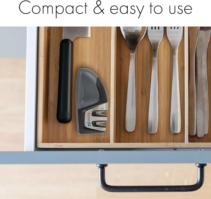 KitchenIQ 51420 | Edge Grip 2-Stage Knife Sharpener | Black – 3 Pack | Coarse & Fine Sharpeners | Compact for Easy Storage | Stable Non-Slip Base | Soft Grip Rubber Handle | Straight & Serrated Knives