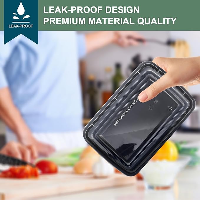 Meal Prep Containers Reusable 50 Pack - 28 oz Food Containers with Lids-Food Storage Containers with Lids, 28 oz -Take Out Disposable,BPA Free - Dishwasher & Freezer Safe