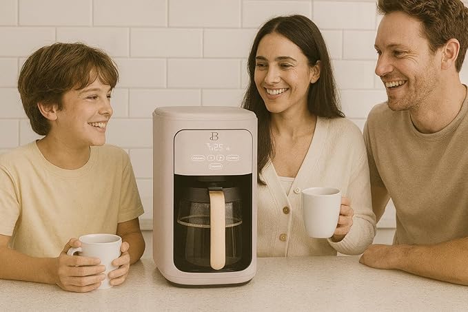 Beautiful 14-Cup Programmable Coffee Maker with Touch-Activated Display – Brew Hot Coffee Fast, Keep Warm & Auto-Pause (Porcini Taupe)